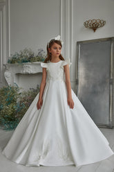 Graceful White Pentelei Dress for Girls - Timeless Elegance